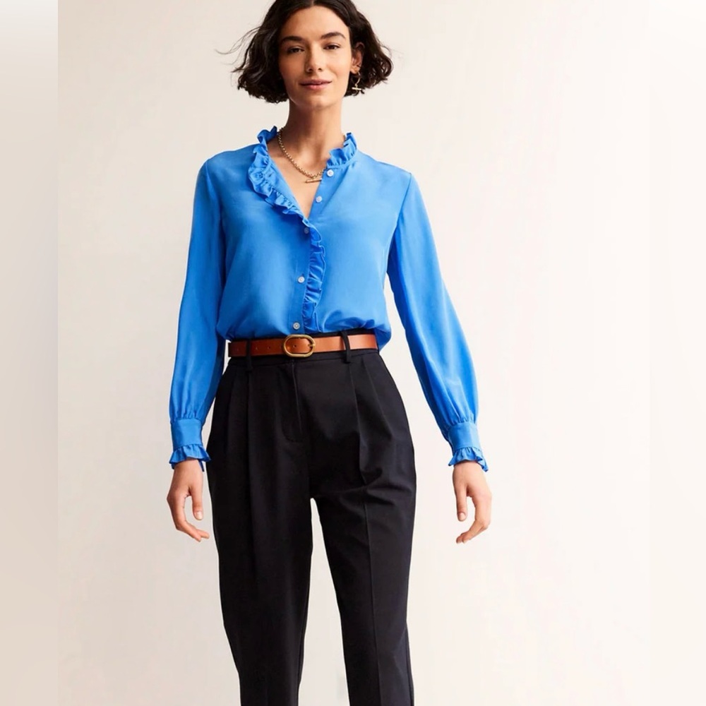 Boden Blue Ruffle Blouse - Picture 2 of 9